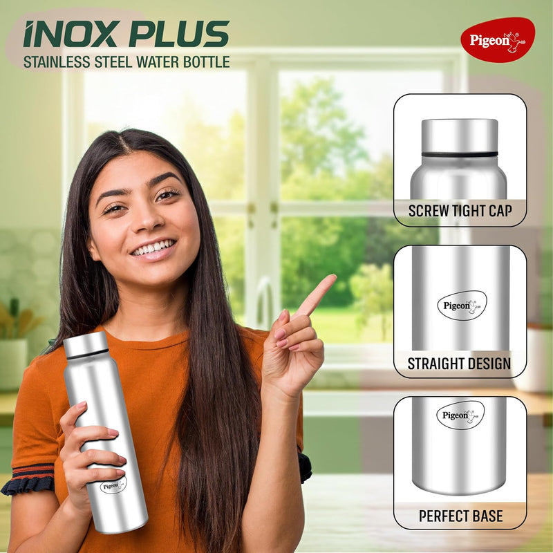 Pigeon by Stovekraft Inox Hydra Plus Stainless Steel Drinking Water Bottle 900 ml - Silver (1 year Warranty)
