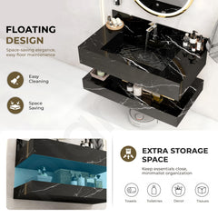 Plantex Floating Vanity/Slab Tile Vanity with Washbasin for Bathroom/Wall Mount Cabinet with Sink - (Dustin Black - 80 X 45 cm)-6