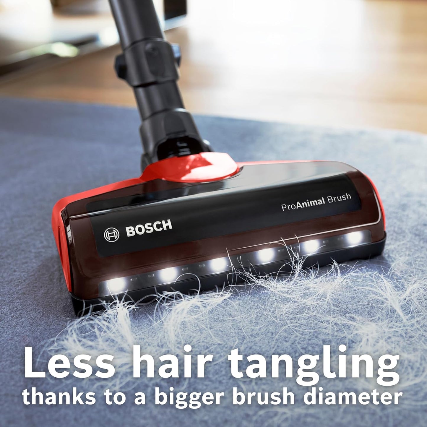 Bosch Unlimited 7 ProAnimal, Cordless Vacuum Cleaner with Rechargeable 3.0 Ah Battery and FlexTube, LED Lighting, 10 Year Motor Warranty, in Tornado Red