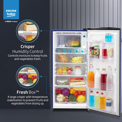 Voltas Beko, A Tata Product 183 L, 2-Star Single Door Direct Cool Refrigerator with Fresh Box Technology (RDC215C / 2S0XER0M0000GO, Hairline Blue)-4