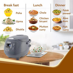 AGARO Imperial Electric Rice Cooker, 2L Ceramic Coated Inner Bowl, 500 gms (approx. 3.5 cups) raw rice, Steam Basket, 8 Preset Cooking Function, Advanced Fuzzy Logic, 24Hrs Keep Warm Function, 350W