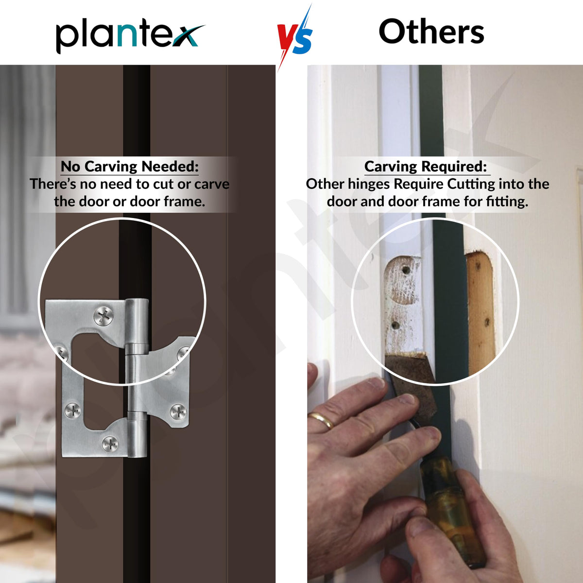 Plantex Stainless Steel Butterfly Hinges for Door/4 Inch x 14 Gauge Hinge/2.5 mm Door Hinge for Home/Office/Hotel/Non-Mortise Hinges - Pack of 1 (Chrome)-5