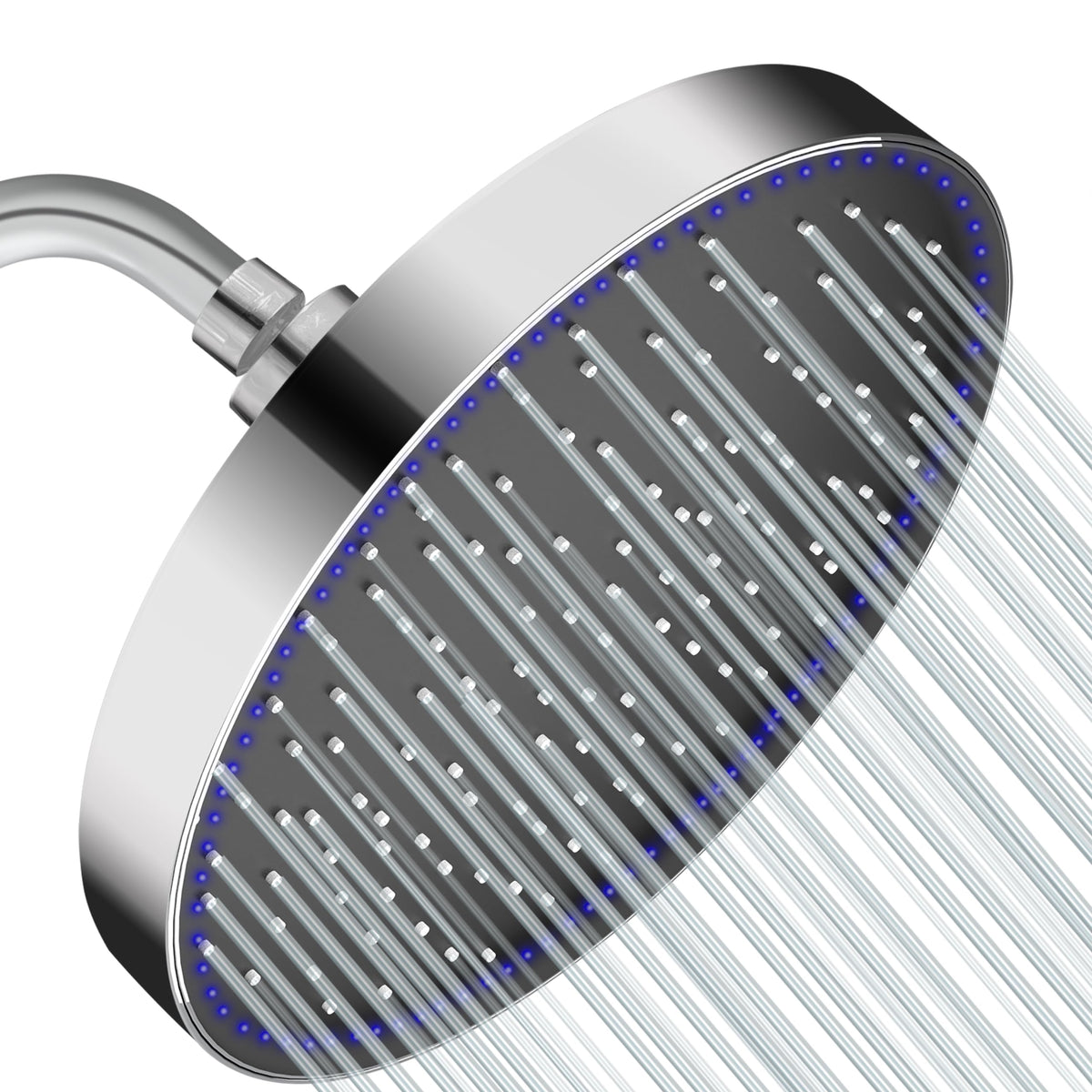 Plantex ABS Round Rain Shower Head for bathroom with LED/360° Rotatable Shower Head for bathroom/Pressurized Shower Head/Showers for bathroom-(Chrome)-1