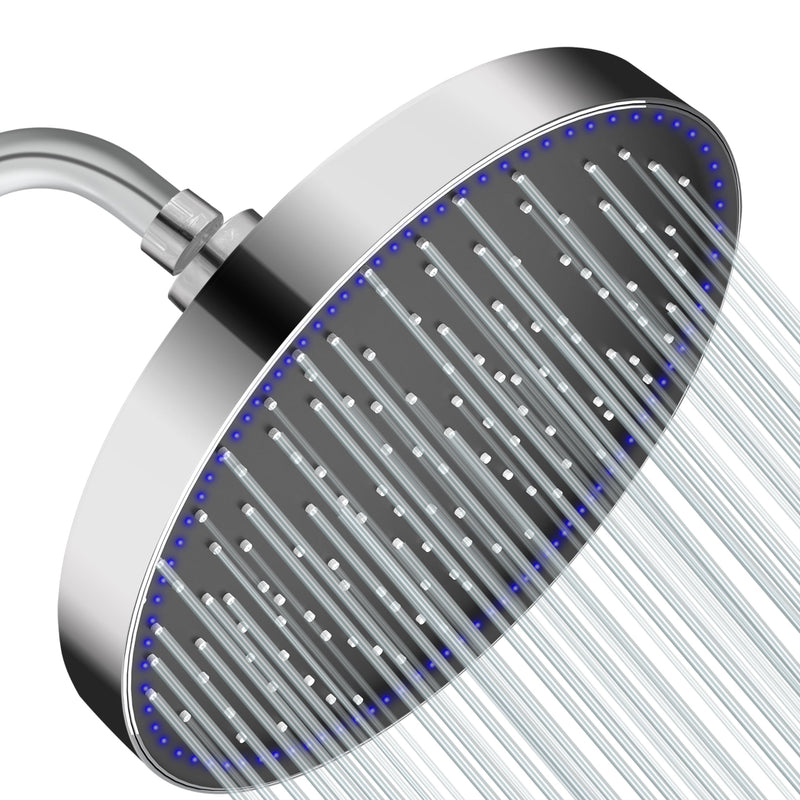 Plantex ABS Round Rain Shower Head for bathroom with LED/360° Rotatable Shower Head for bathroom/Pressurized Shower Head/Showers for bathroom-(Chrome)-1