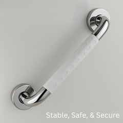 Plantex Non-Slip Toilet Support for Elderly People/304 Grade Stainless Steel Balance Support Grab Bar for Bathroom - Pack of 1 (Chrome & White)-2