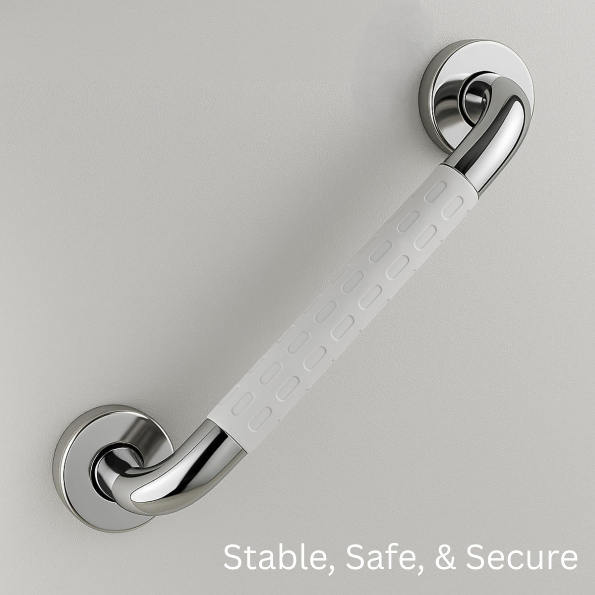 Plantex Non-Slip Toilet Support for Elderly People/304 Grade Stainless Steel Balance Support Grab Bar for Bathroom - Pack of 1 (Chrome & White)-2