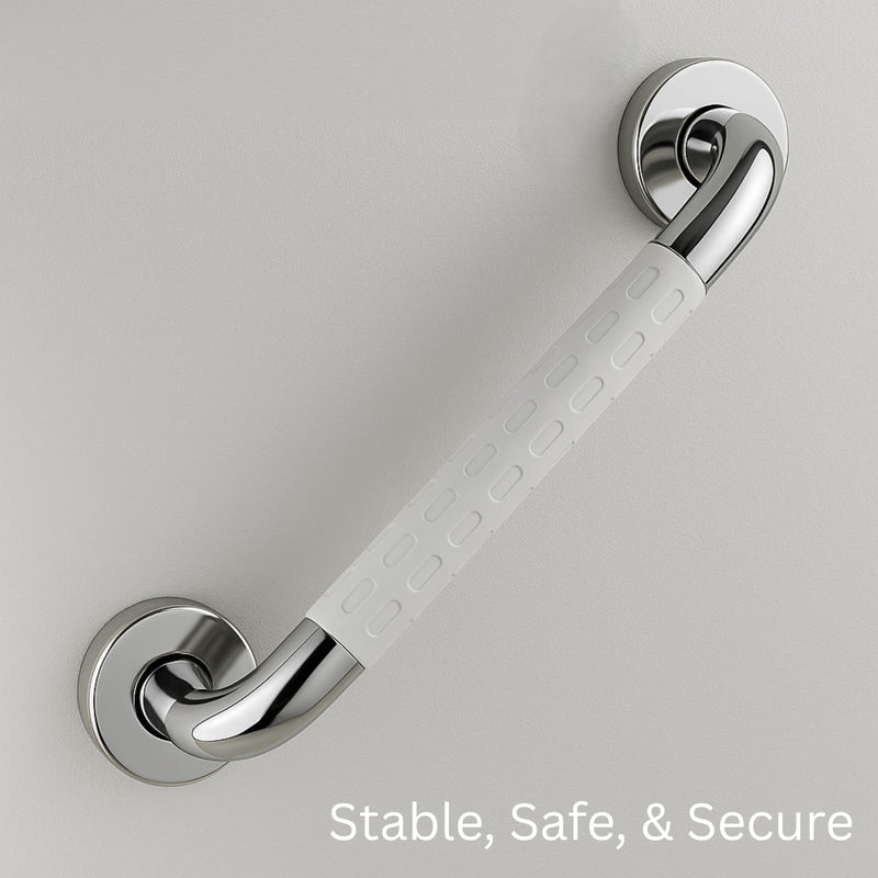 Plantex Non-Slip Toilet Support for Elderly People/304 Grade Stainless Steel Balance Support Grab Bar for Bathroom - Pack of 1 (Chrome & White)-2