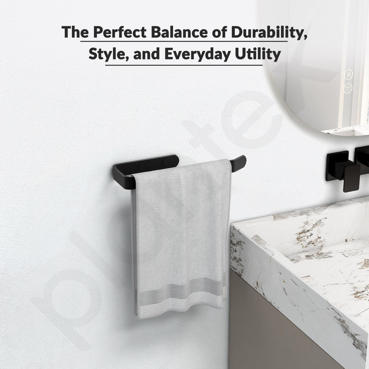 Plantex Space Aluminium Napkin Holder for Wash Basin/Towel Hanger for Bathroom/Towel Rings for Bathroom/Bathroom Accessories (Black - Powder Coated)-5