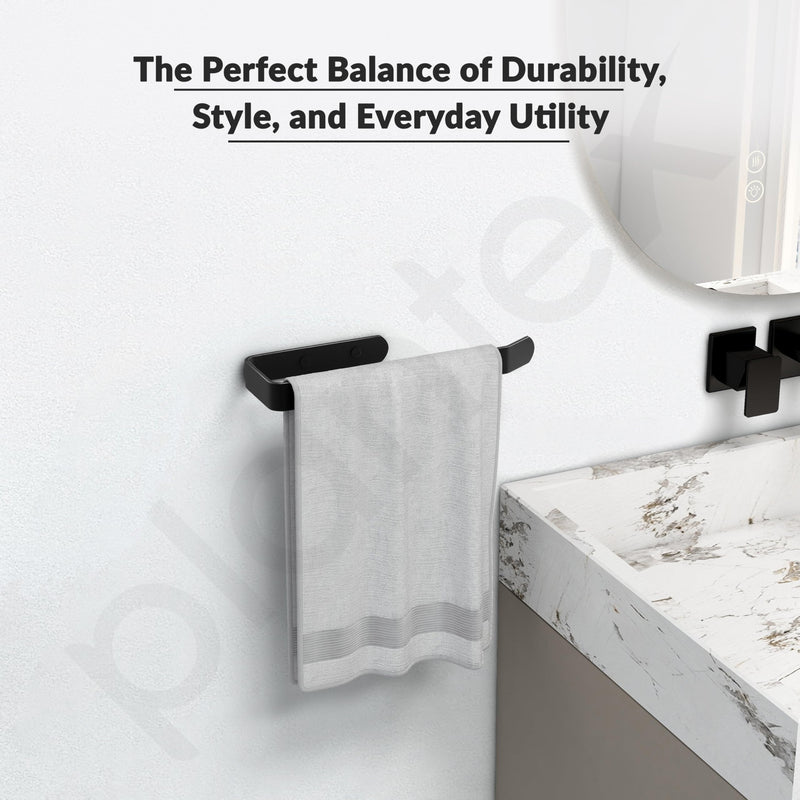 Plantex Space Aluminium Napkin Holder for Wash Basin/Towel Hanger for Bathroom/Towel Rings for Bathroom/Bathroom Accessories (Black - Powder Coated)-5