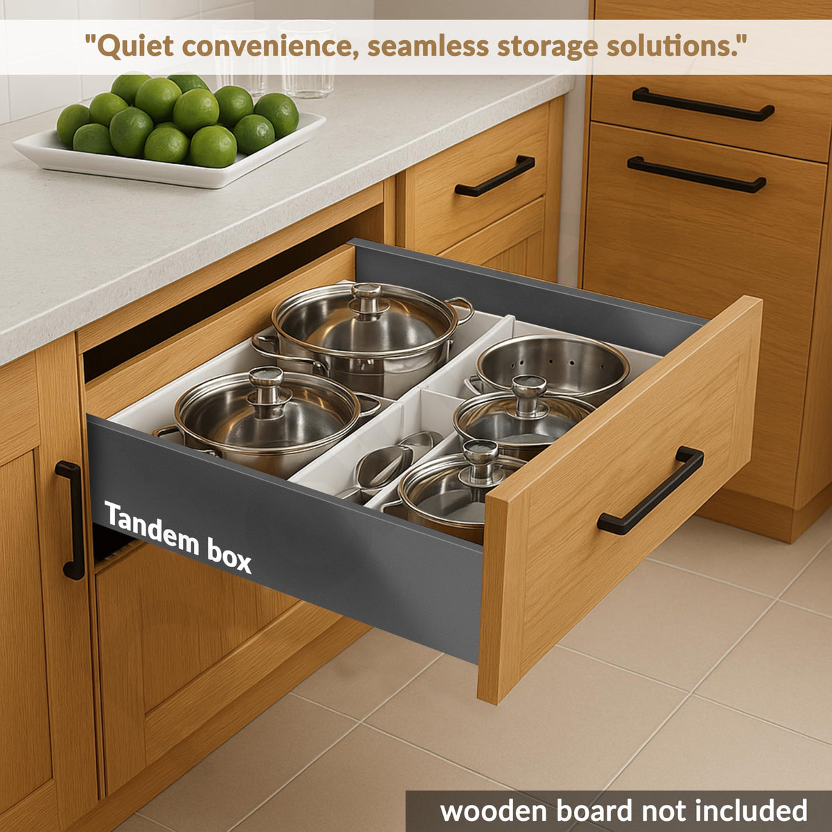 Plantex Tandem Box Drawer for Kitchen/Soft Close Tandem Box for Modular Kitchen/Tandem Basket/Load Capacity Upto 45 Kg - Grey (20 x 6 inch)-2