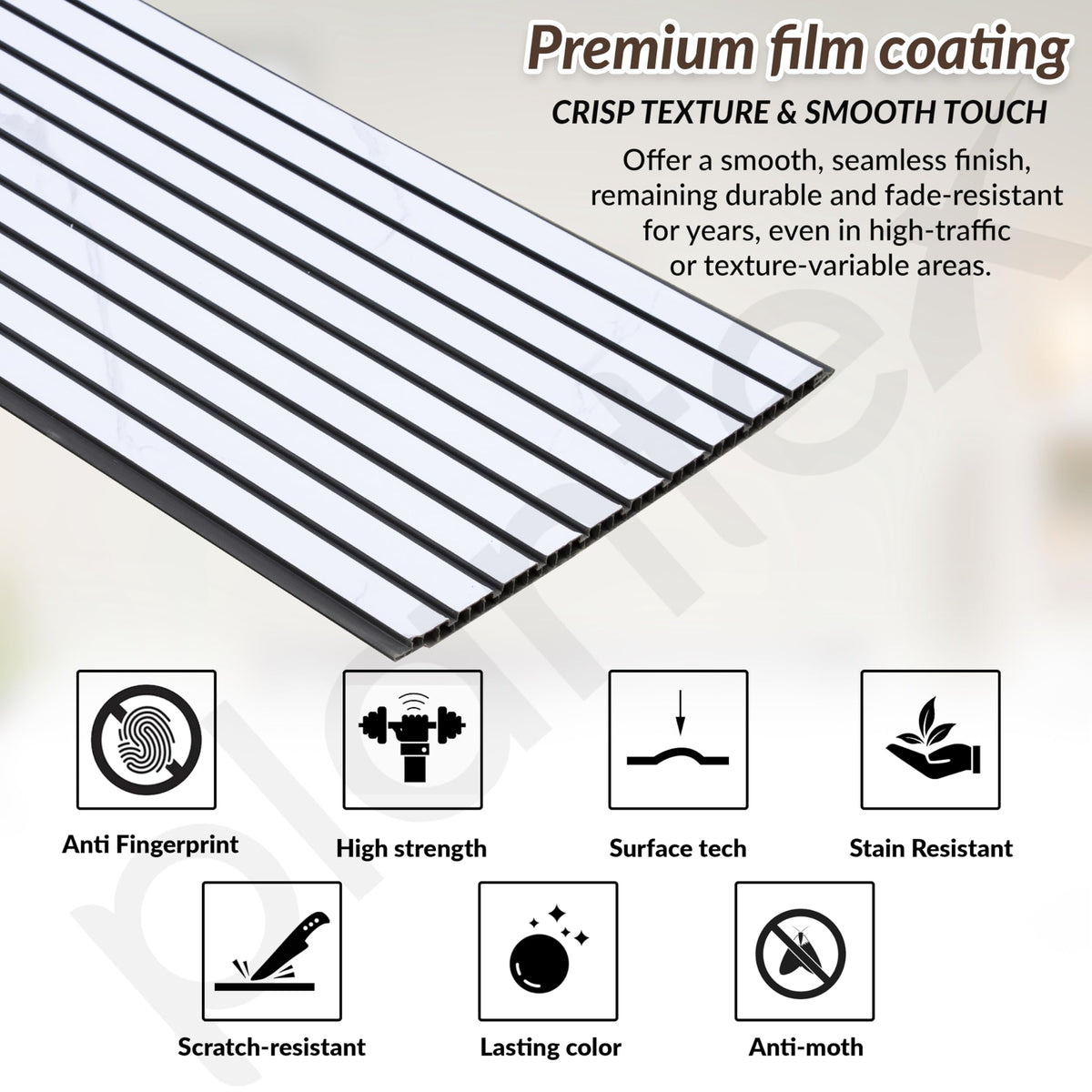 Plantex PVC Wall Panel/Louvers Panel for Wall/3d wall Panel for Interior Wall Decor/Eco-Friendly Fluted Panel for Wall/- Pack of 5,Covers - 50 Sq. Ft (White and Black-12 Inch x 10 Ft)-3
