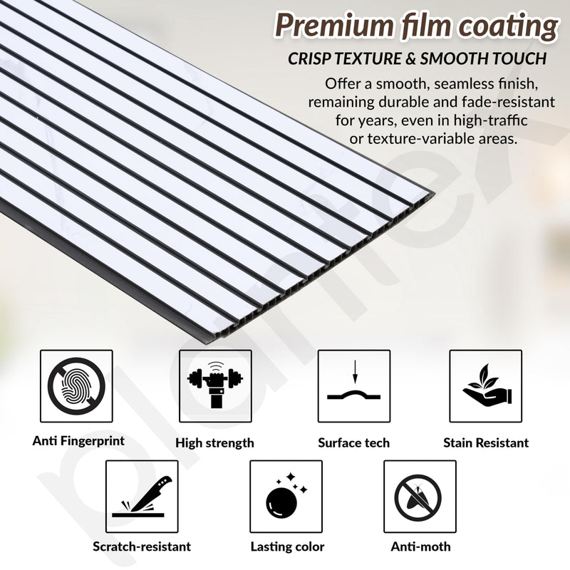 Plantex PVC Wall Panel/Louvers Panel for Wall/3d Wall Panel for Interior Wall Decor/Eco-Friendly Fluted Panel for Wall/- Pack of 7,Covers - 70 Sq. Ft (White and Black-12 Inch x 10 Ft)-3