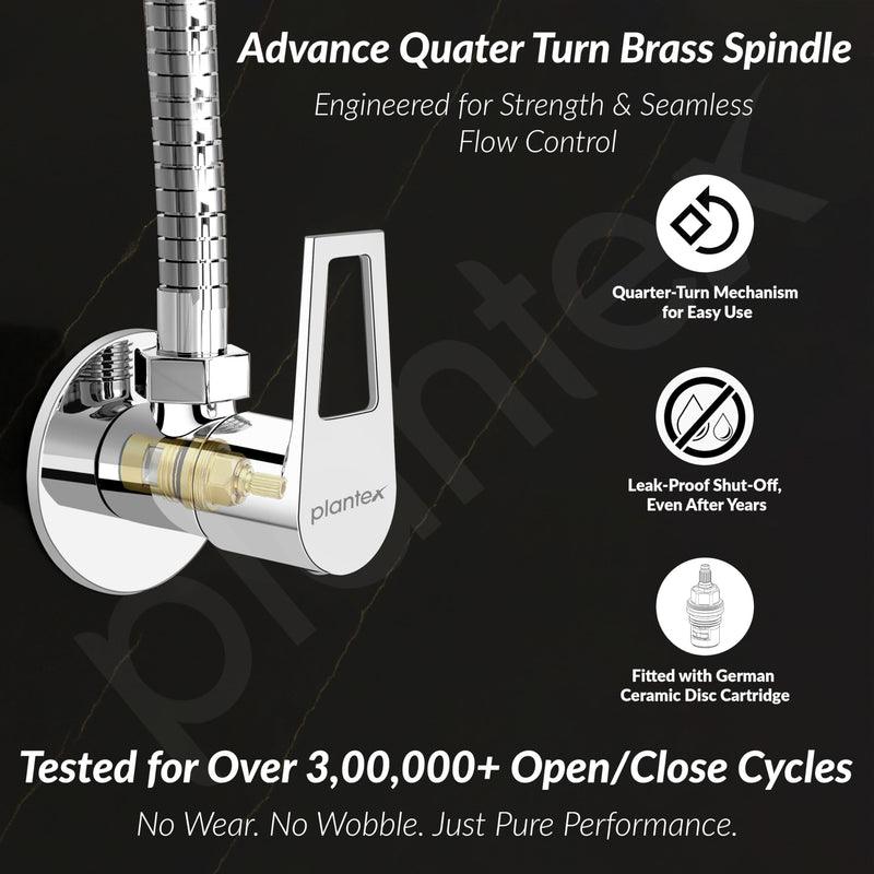 Plantex Pure Brass Angular Stop Cock/Stop Cock for Bathroom/Angular Valve for Wash Basin Connection with Brass Wall Flange & Teflon Tape - Pack of 1 (3205, Chrome)-2