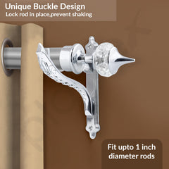 Plantex Aluminium Curtain Holder/Diamond Shaped Curtain Brackets/Curtains Rod Holder (Chrome - 4 Pair)-3