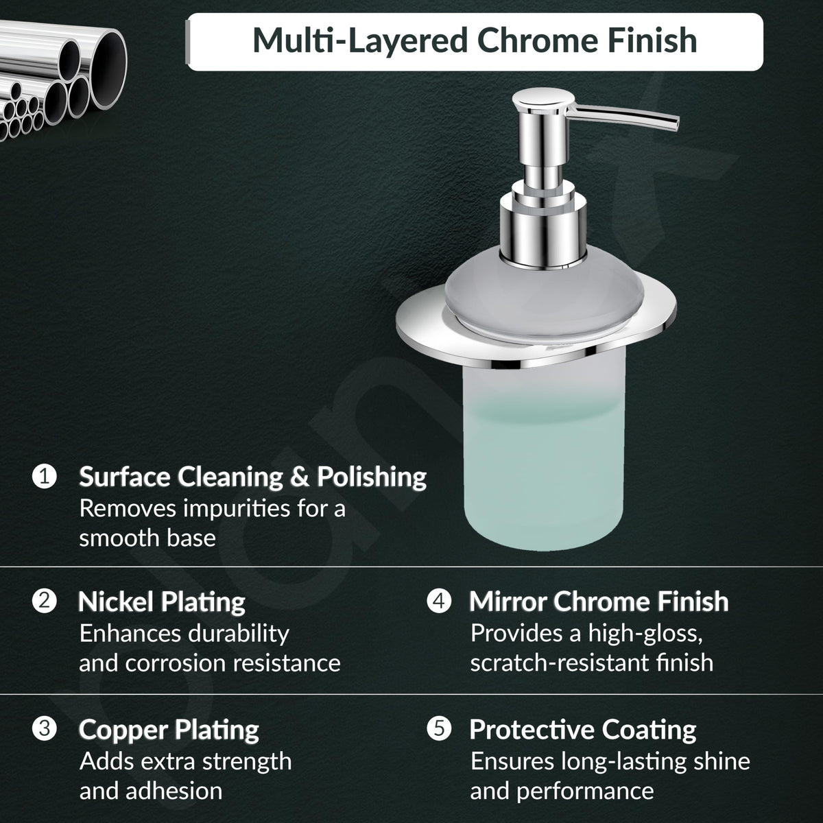 Plantex Pure Brass Liquid Soap Dispenser/Smero Hand Wash Dispenser for Kitchen/Shampoo Dispenser/Bathroom Accessories - Aqua (Chrome)-3