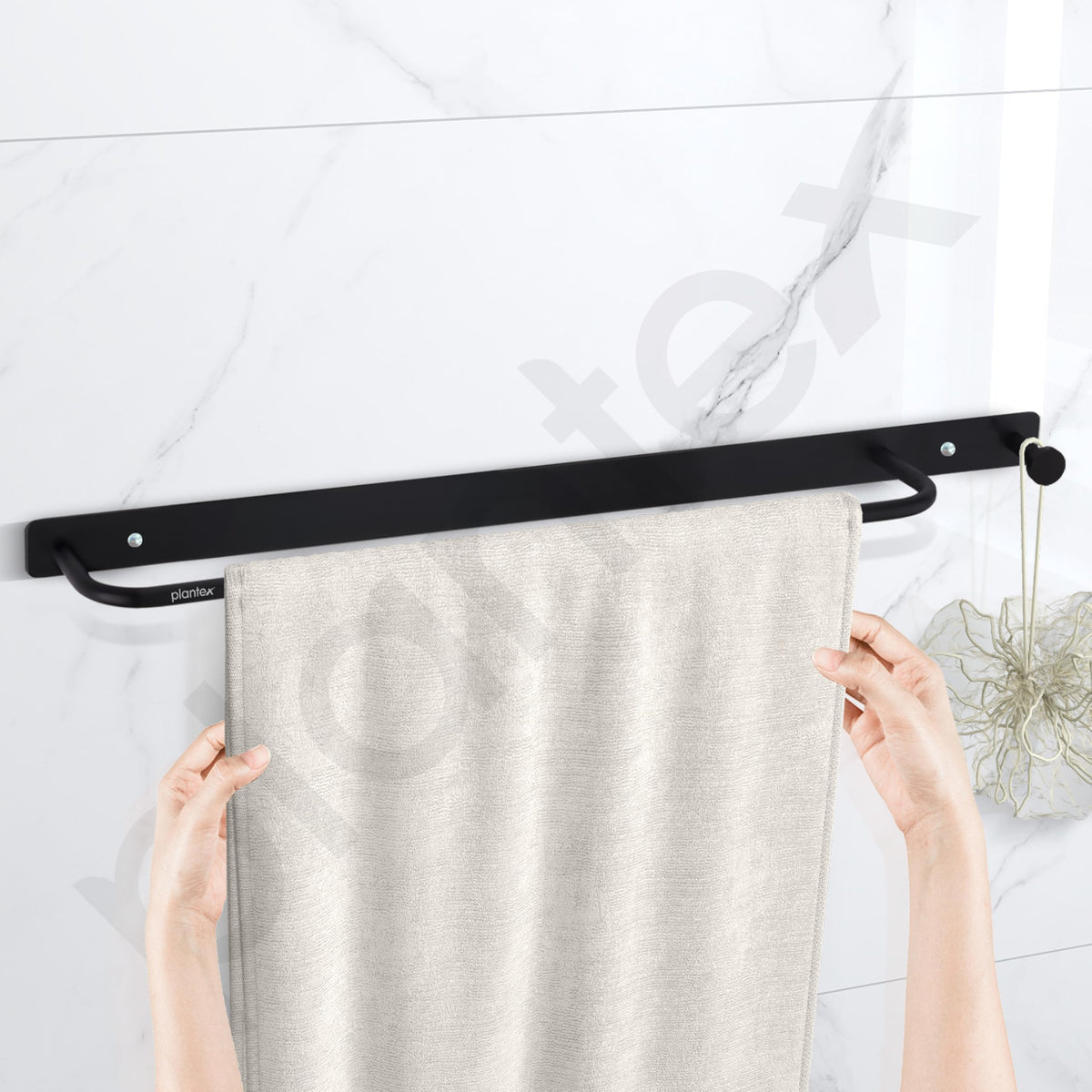 Plantex Towel Holder for Bathroom/Stainless Steel 24 inch Towel Rod/Towel Bar/Towel Hanger/Bathroom Accessories -Pack of 1 (Black)-5