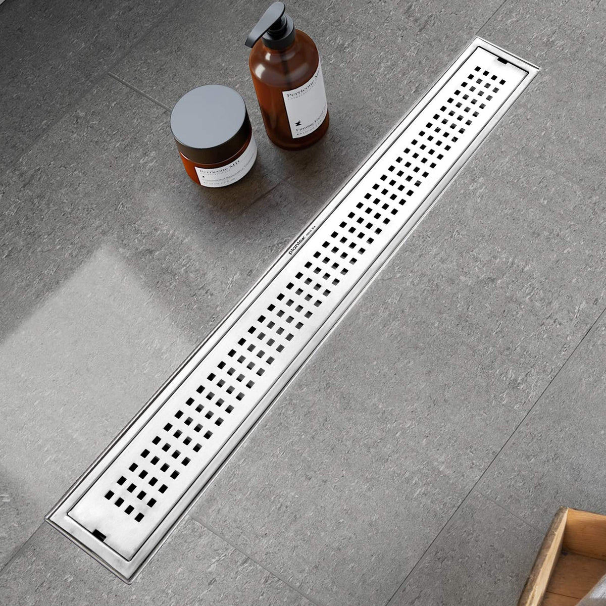 Plantex 304 Grade Stainless Steel Long Shower Drain/Floor Trap/Jali Removeable Grate/Lid for Bathroom and Kitchen (10 x 60 cm - Matt) (A424-Square)-1