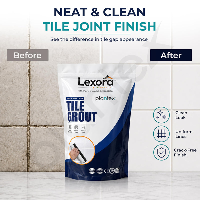 Plantex Lexora Premium Tile Grout/Waterproof Tile Gap Filler for Kitchen & Bathroom Wall Tiles Joint Filler/Crack Resistant/Chemical Resistant/Stain Resistant 1 kg (White)-5