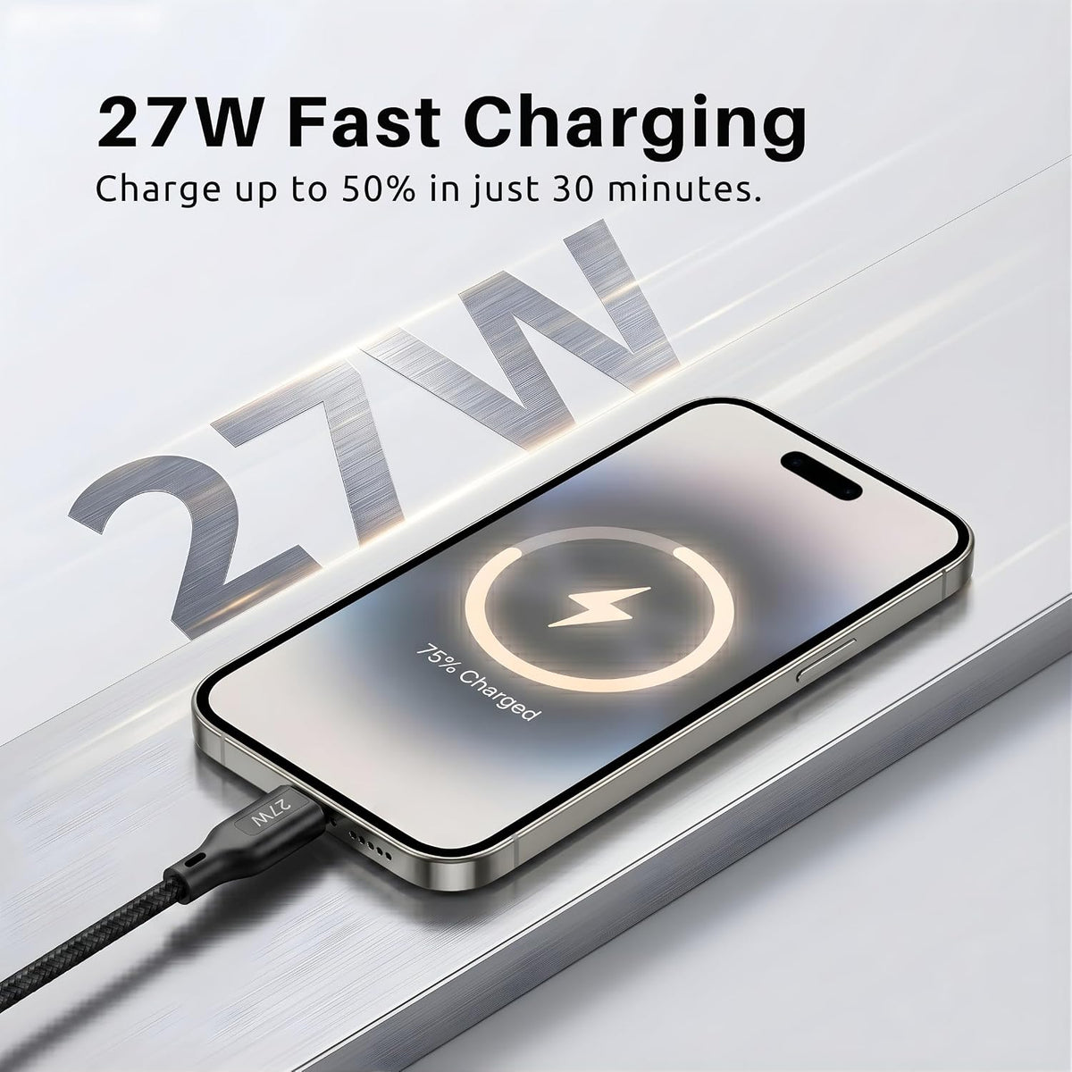 Philips DLC4150LB/94 27W iPhone Original Type-C to Lightning Fast Charging Cable (1.5m, Dark Slate)