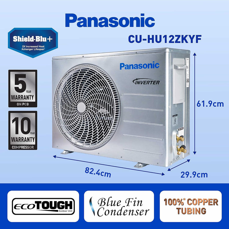 Panasonic 1 Ton 5 Star Wi-Fi Inverter Smart Split AC (Copper, 7 in 1 Convertible with additional AI Mode, 4 Way Swing, nanoe-X Air Purification Technology, CS/CU-HU12ZKYF, White)