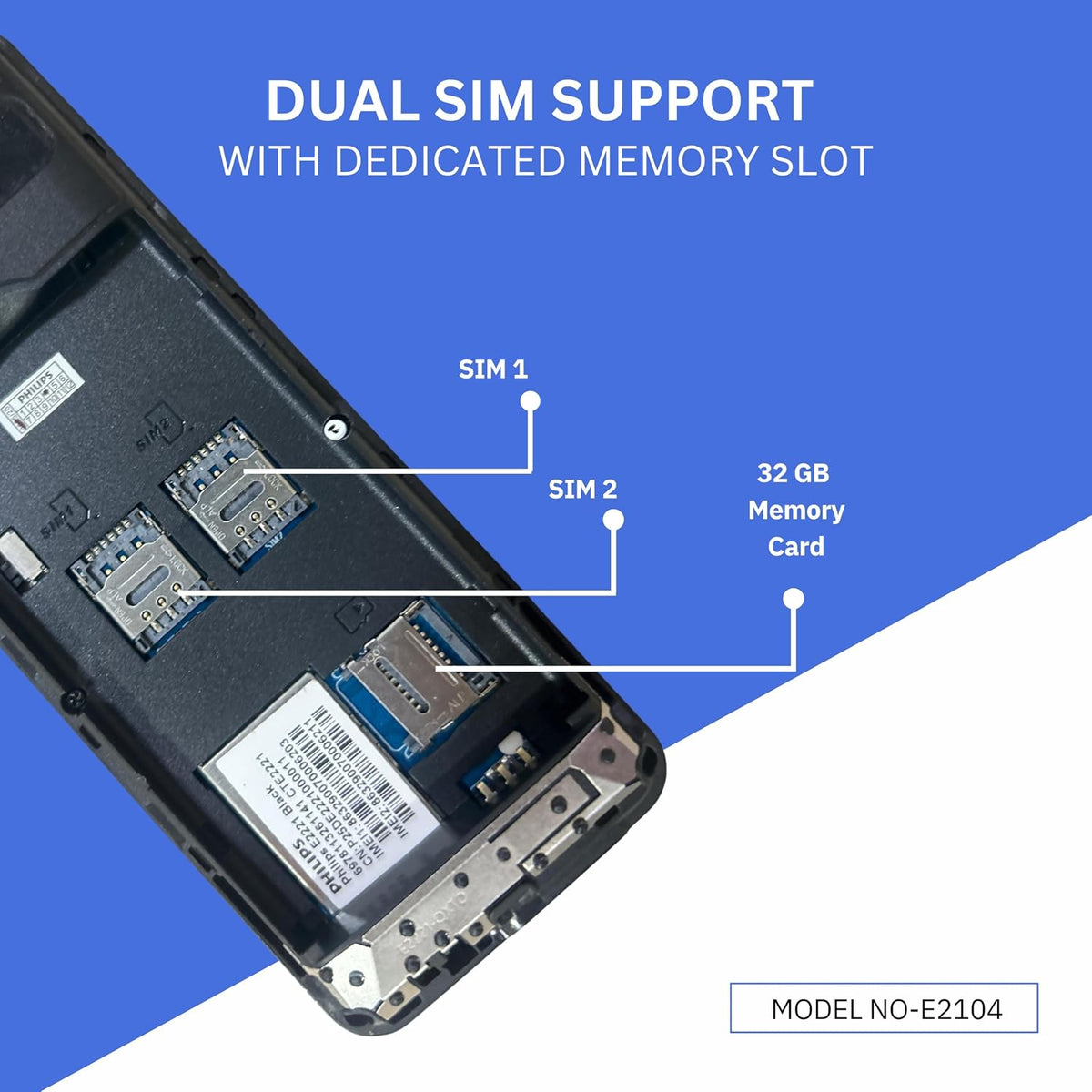 Philips All-New E2104 Dual Sim keypad Phone (with Voice Talker Feature)