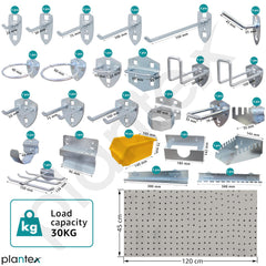 Plantex Peg board For Wall/Tool Organizer Pegboard For Garage Workshop/Storage Board/Hanging Tools Peg board 120 X 45 Cm, (Metal)-5