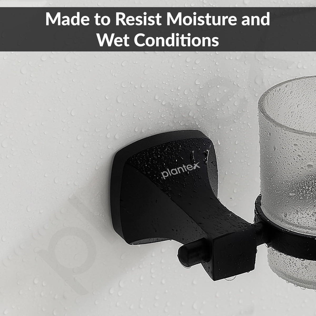 Plantex Space Aluminum Glass Tumbler Holder/Wall Mounted Tooth Brush Holder/Bathroom Accessories (Black)-5