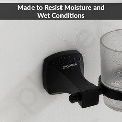 Plantex Space Aluminum Glass Tumbler Holder/Wall Mounted Tooth Brush Holder/Bathroom Accessories (Black)-5