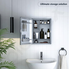 Plantex Bathroom Cabinet with Mirror/ABS Bathroom Storage Cabinet/Wall Mounted Bathroom Cabinet/Mirror with Storage for Bathroom(14x18 Inch, Grey)-6