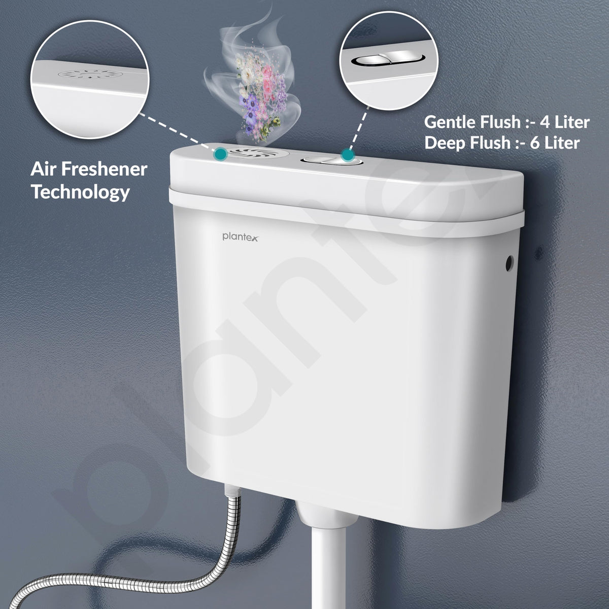 Plantex Flush Tank for Toilet with 10 Ltr Water Capacity/Dual Flushing Cistern for Bathroom/Polypropylene Toilet Flush Tank - Pack of 1 (Classic, White)-3