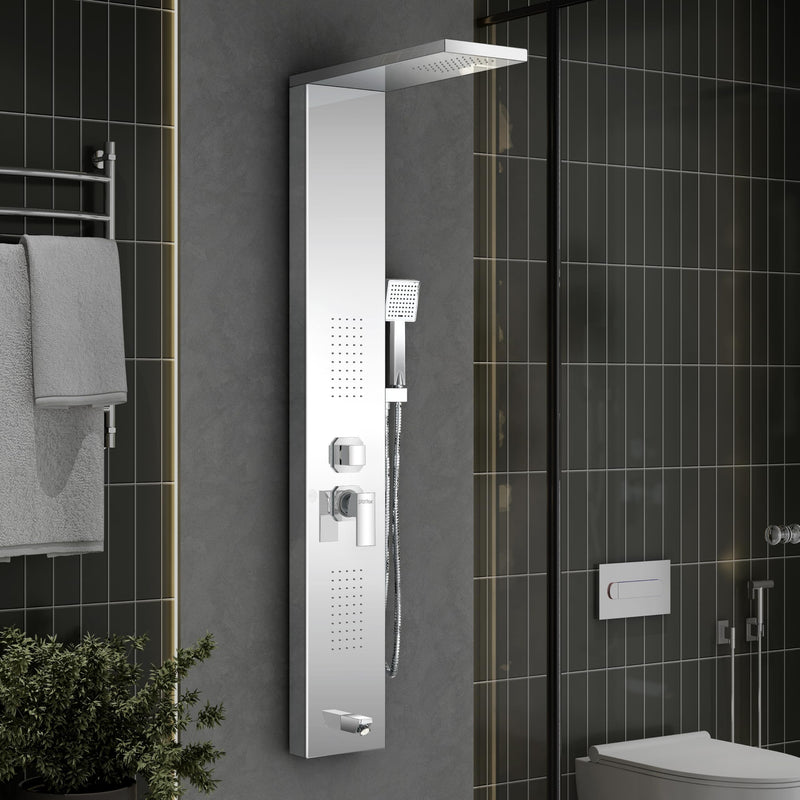 Plantex 304 Grade Stainless Steel Shower Panel for Bathroom with Showerhead/Hand Shower/Body Massage Jets/Bathroom Shower System-(KM-8111)-1