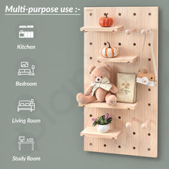 Plantex Multipurpose Pine Wall Mount Wood Pegboard For Home/Wood Display Shelf/Wall Organizer For Bedroom/Kitchen/Bathroom - (32X16 Inches)-4