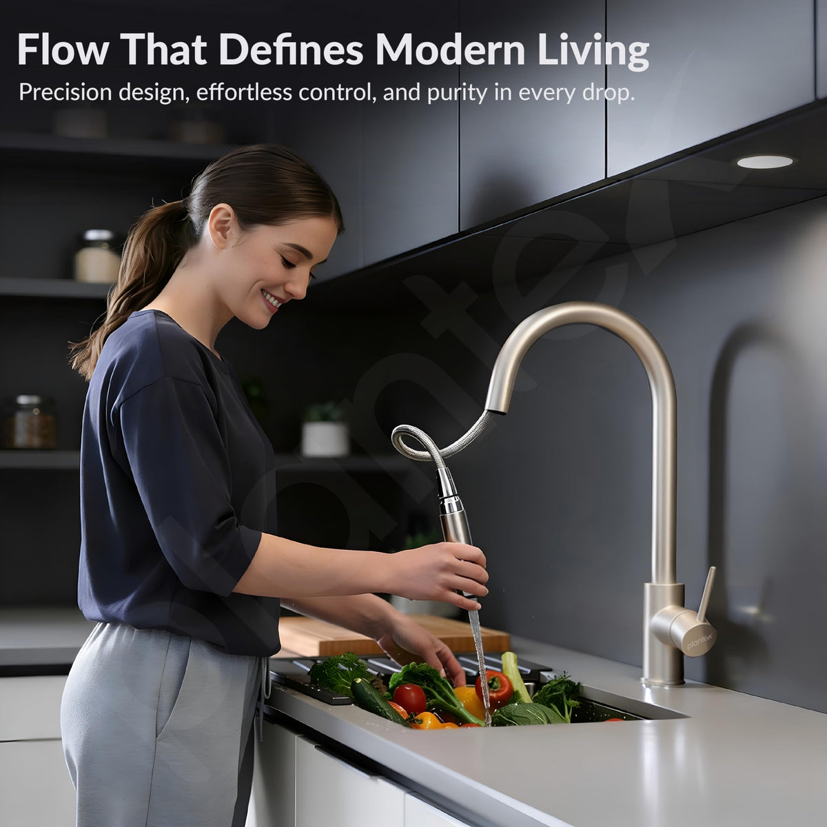 Plantex Pull-Down Kitchen Sink Tap/304 Stainless Steel Sink Tap for Kitchen Basin with 360? Swivel Spout/Kitchen Sink Faucet- (1062, Matt)-5