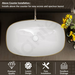 Plantex Ceramic Wash Basin for Bathroom/Table Top Ceramic Basin/Washbasin for Bathroom (White - 24 x 15 x 5.5 Inch)-5