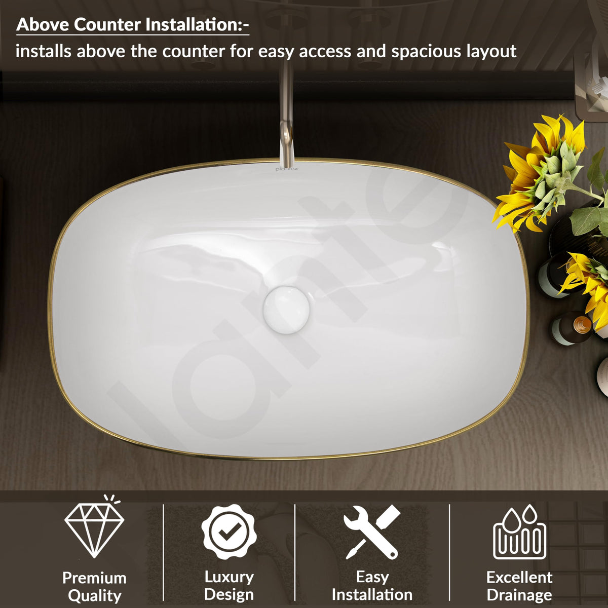 Plantex Ceramic Wash Basin for Bathroom/Table Top Ceramic Basin/Washbasin for Bathroom (White - 24 x 15 x 5.5 Inch)-5