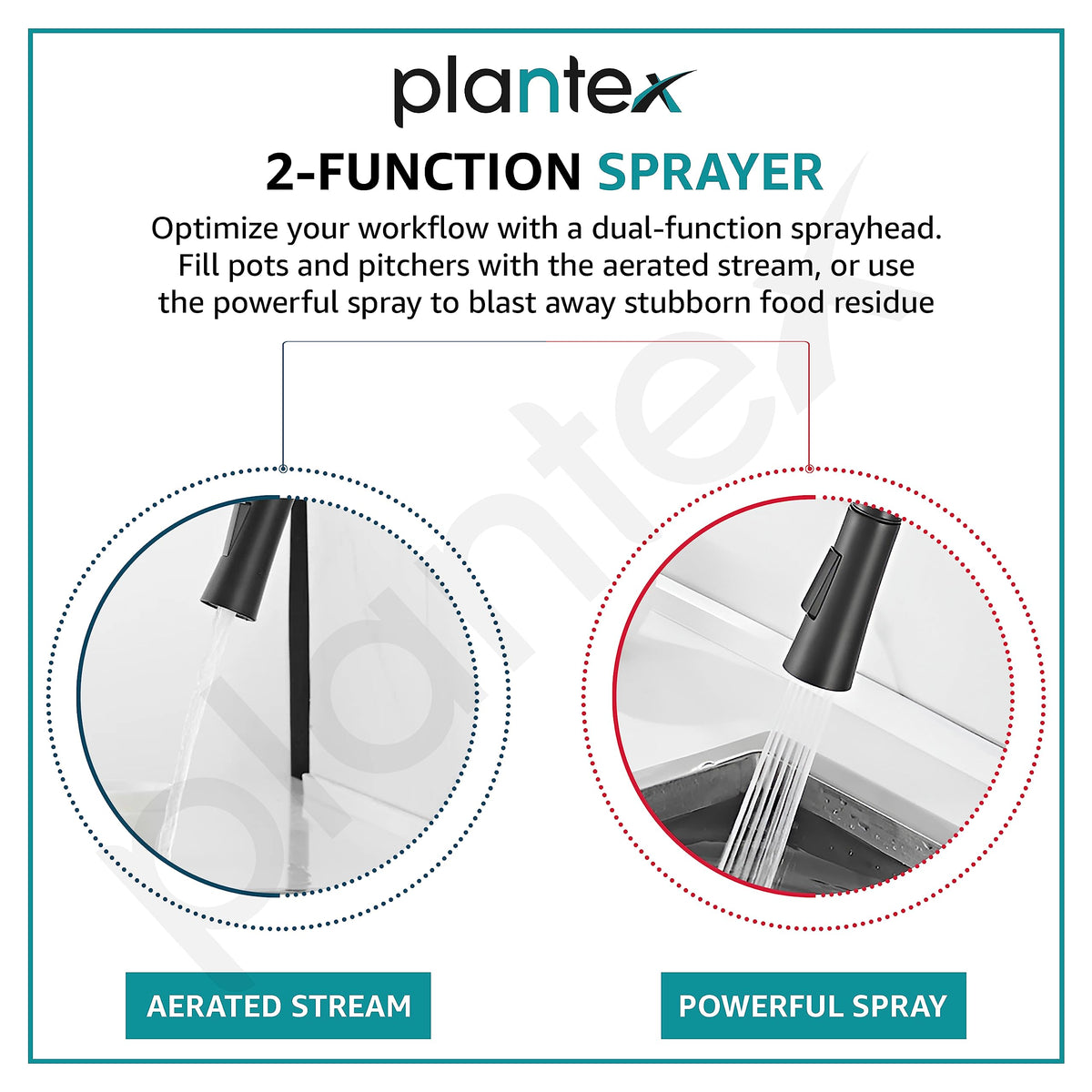 Plantex Brass Kitchen Sink Faucet/Kitchen Mixer Tap with Water Saving Nozzle and 360° Swivel Spout/Hot and Cold Kitchen Faucet/Dual Spray Modes-(Black)-5