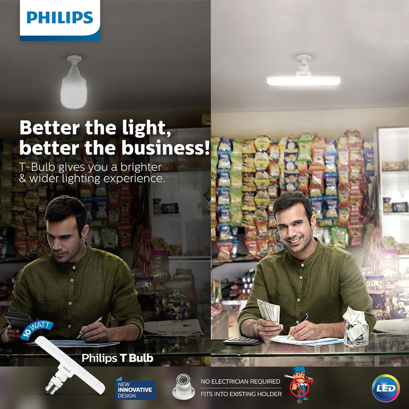 Philips Stellar Bright 10W B22 LED T-Bulb,Cool Day Light, Pack of 1