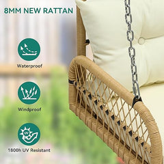 Anette Double Seater Hanging Swing Without Stand For Balcony, Garden Swing (Honey)