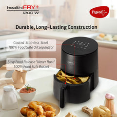 Pigeon Healthifry 3.3L Compact Digital Air Fryer | 1200W | 360° Rapid Air Circulation | 85% Less Oil | Non-Stick Basket 