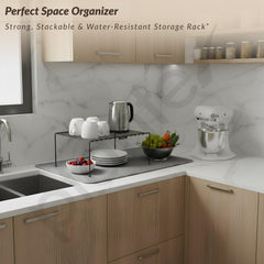 Plantex Stainless Steel Kitchen Storage Rack/Plate Storage Stand/Kitchen Cabinet Organizer/Dish Rack (Black), 31.5x20.5x15.5 cm-6