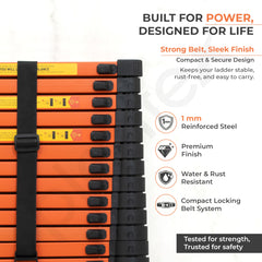 Plantex 5.9m (19.35 ft.) Telescopic Ladder/Carbon Steel 15-Steps Portable & Compact Ladder/Foldable Multipurpose Collapsible Ladder for Home & Outdoor Use - (Orange)-5