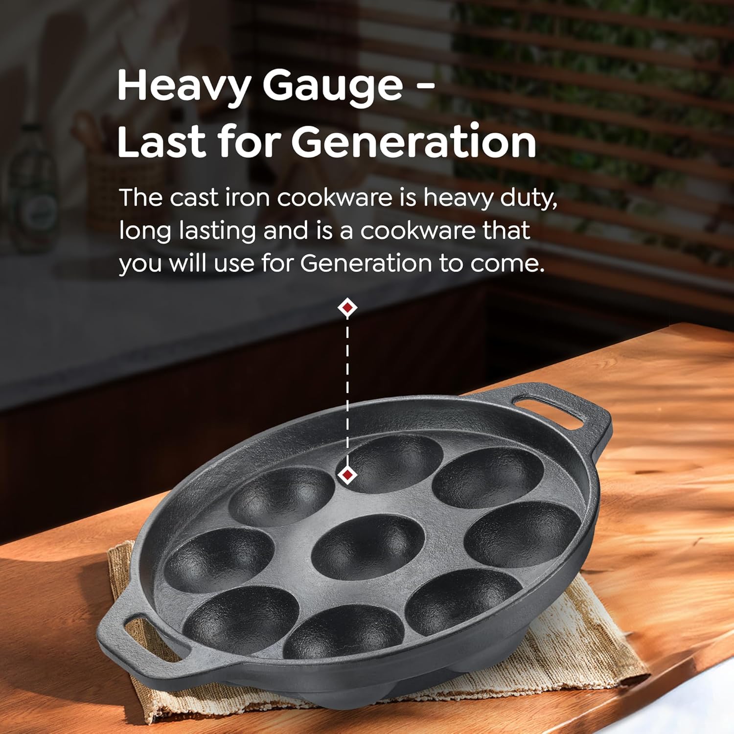 Prestige Cast Iron Cookware Black Paniyarakkal 20cm|Even Heat Distribution| Scratch Resistant | Gas and Induction Compatible | Heavy Gauge-Lasts for Generations