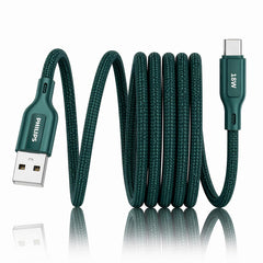 Philips DLC4160AT/94 18W Type-A to Type-C Fast Charging Cable (2m, Crystal Teal)