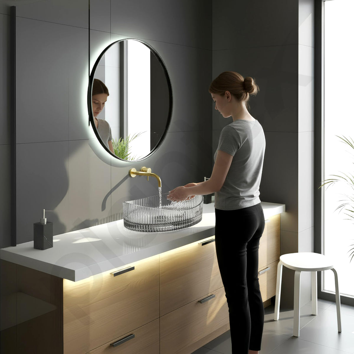 Plantex Transparent Glass Basin for Bathroom/Tabletop Round Wash Basin/Luxury Countertop Basin for Home/Office/Hotel (Somky - 20 x15 x 5.5 inch)-5