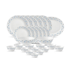 La Opala Diva, Ivory Collection, Opal Glass Dinner Set 27 pcs, Grace Blue, White