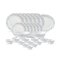La Opala Diva Ivory Collection Opal Glass Crockery | for Family of 6 | Dinner Set 27 pcs Golden Fall | Plates & Bowls for Dining | Microwave Safe | 100% Vegetarian | Extra Strong | Light & White