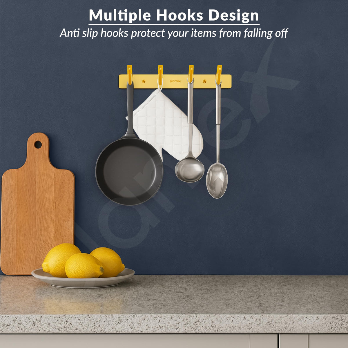 Plantex Wall Hooks for Hanging Cloth/Stainless Steel Towel Hangers/Bathroom Robe Hooks/Door Hangers/Square Wall Hook/Hook Rail for Hanging Keys - 4 Hooks (Pack of 2, PVD Gold)-2