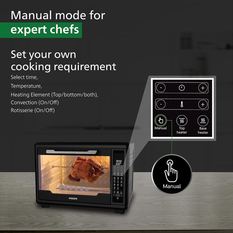 Philips HD6977/00 55 Litre Digital Oven Toaster Grill, 2000W, with Opti Temp Technology, Temperature control