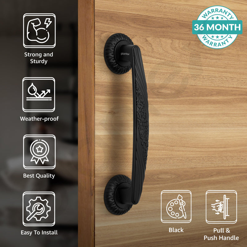 Plantex Door Handle/10 Inch Main Door Handle/Handle for Wooden Door/Pull-Push Door Handle/Door Accessories/3 Years Warranty (Pack of 1, Black)-2