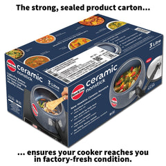 Hawkins 3 Litre Ceramic Nonstick Pressure Cooker, Induction Inner Lid Cooker, Blue (ICC30)